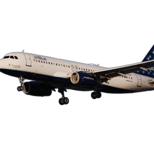 jetblue, airplane, flying, through transparent PNG cut-out