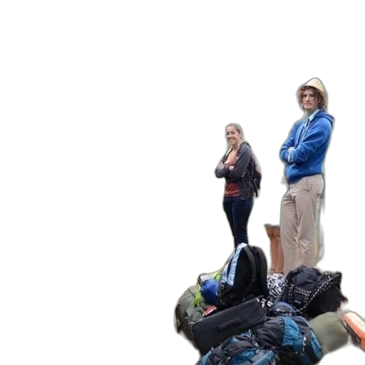 jacket, staff, bottle, hat transparent PNG cut-out
