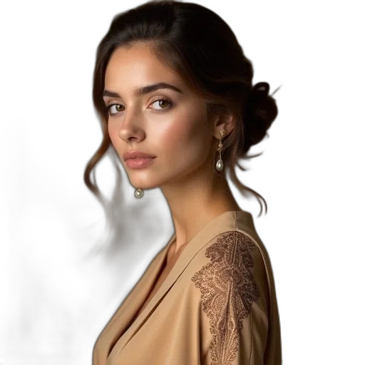 dress, jewelry, face, staff transparent PNG cut-out