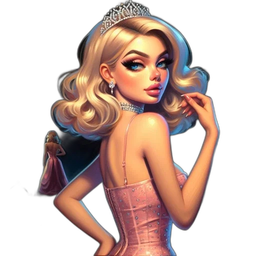 dress, crown, jewelry, fantasy art transparent PNG cut-out