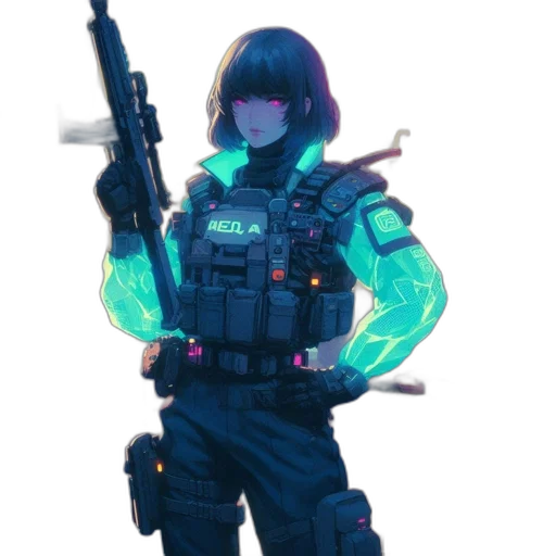 weapon, staff, jacket, robot transparent PNG cut-out