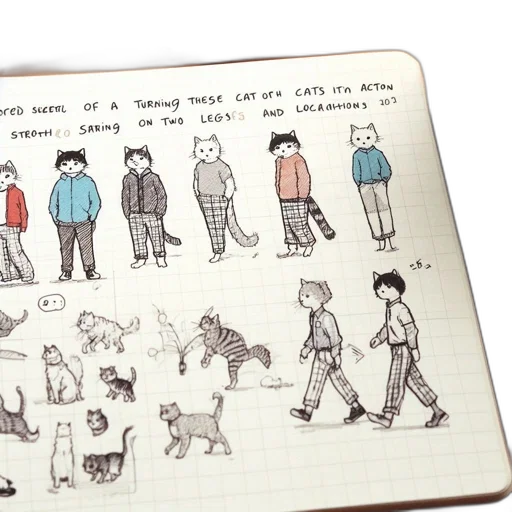 concept art, open, sketchbook, displays transparent PNG cut-out