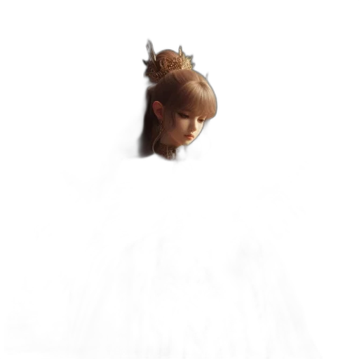 crown, dress, hair, staff transparent PNG cut-out