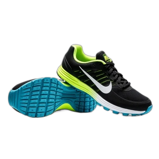 shoes, pair, black, green transparent PNG cut-out