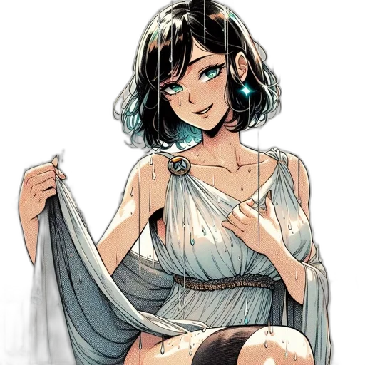 dress, jewelry, staff, comic book art transparent PNG cut-out