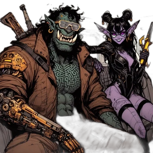 comic book art, concept art, fantasy art, cyberpunk transparent PNG cut-out