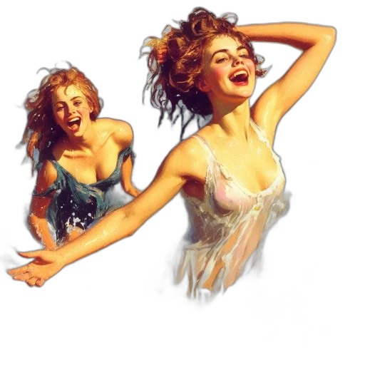 photorealistic, oil painting, concept art, underwater transparent PNG cut-out