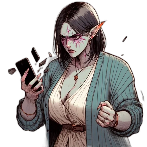 staff, concept art, cyberpunk, fantasy art transparent PNG cut-out
