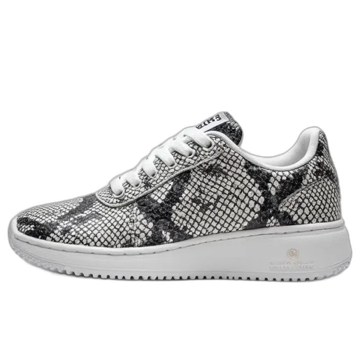 shoes, white, black, snake transparent PNG cut-out