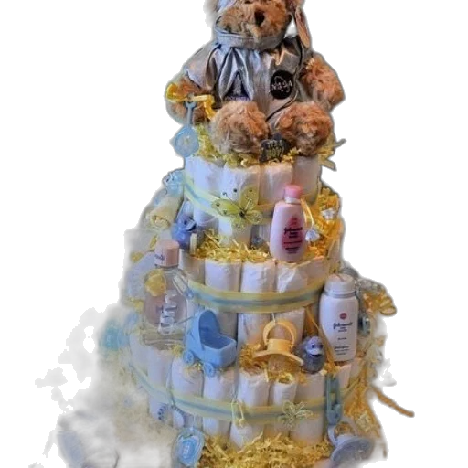 3d render, diaper, cake, blue transparent PNG cut-out