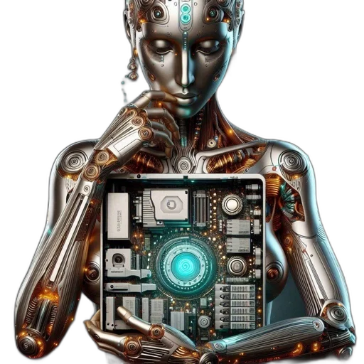 robot, cyberpunk, concept art, 3d render transparent PNG cut-out