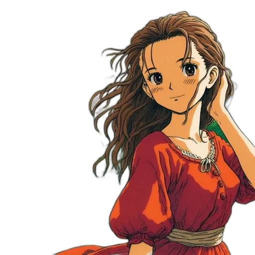 dress, staff, anime, cartoon transparent PNG cut-out