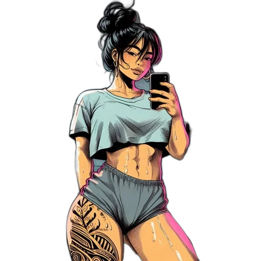 cartoon, comic book art, cyberpunk, anime transparent PNG cut-out