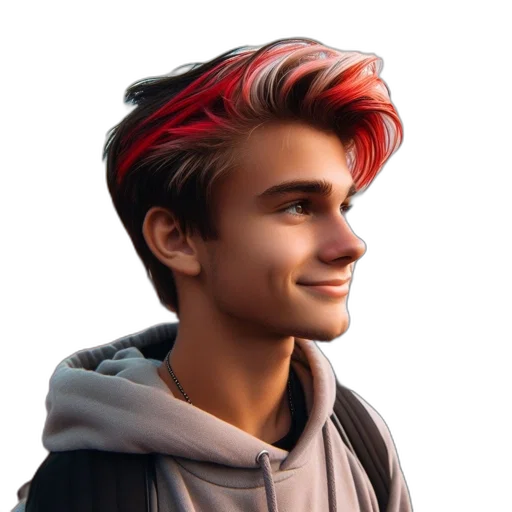 face, jacket, hair, crown transparent PNG cut-out