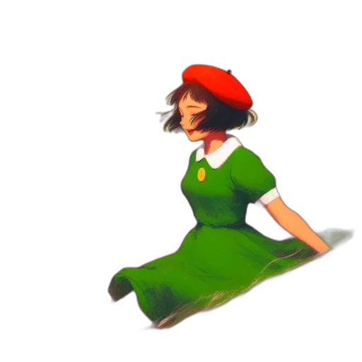 dress, hat, staff, creature transparent PNG cut-out