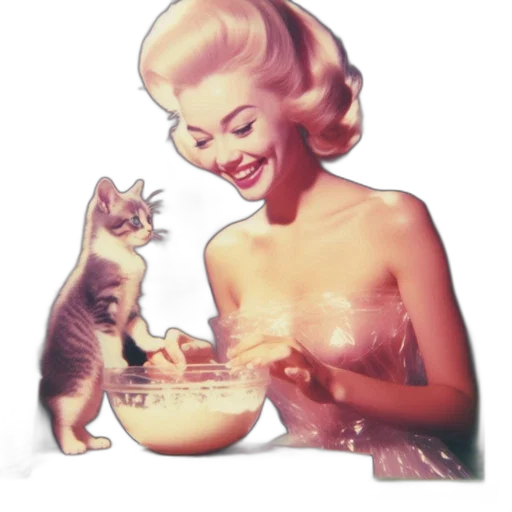 food, cartoon, woman, vintage transparent PNG cut-out