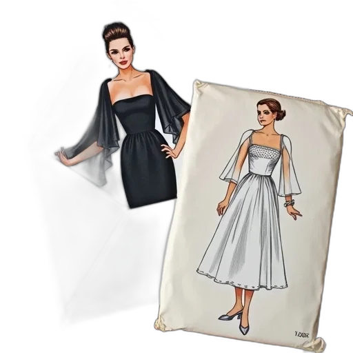 dress, concept art, photorealistic, cartoon transparent PNG cut-out