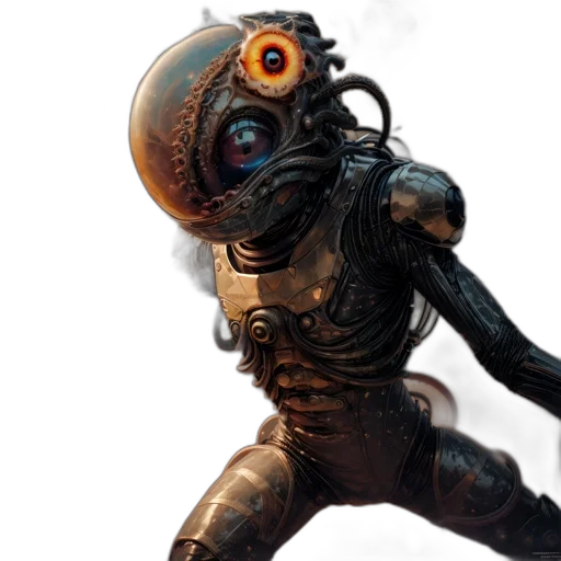 robot, creature, staff, mask transparent PNG cut-out