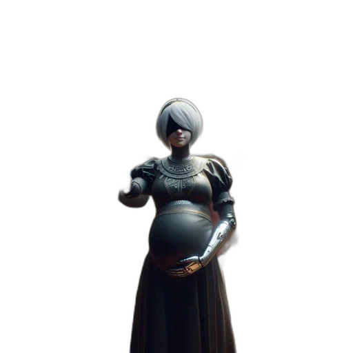 dress, staff, sword, robot transparent PNG cut-out