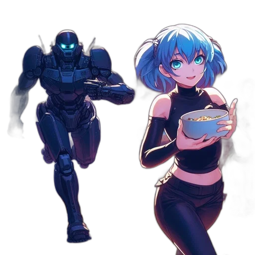 robot, concept art, cyberpunk, anime transparent PNG cut-out
