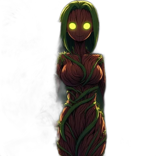 dress, creature, mask, staff transparent PNG cut-out