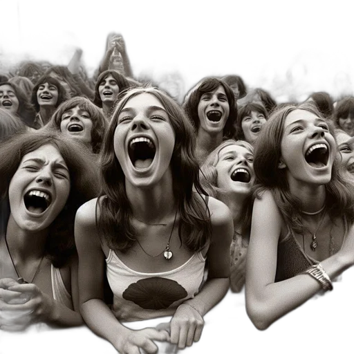 young, jubilant, crowd, open transparent PNG cut-out