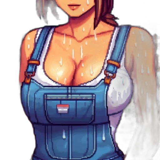 dress, robot, staff, pixel art transparent PNG cut-out