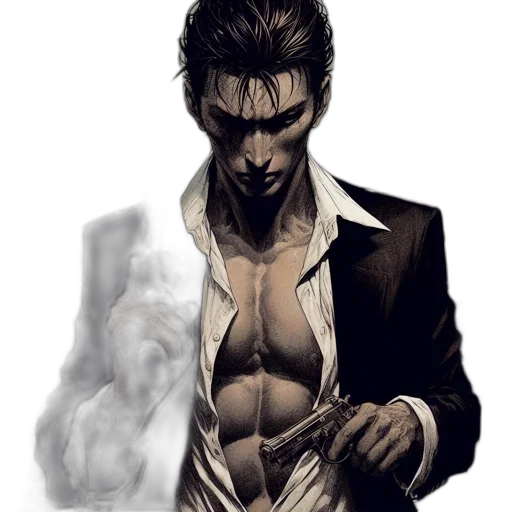 jacket, mask, face, weapon transparent PNG cut-out