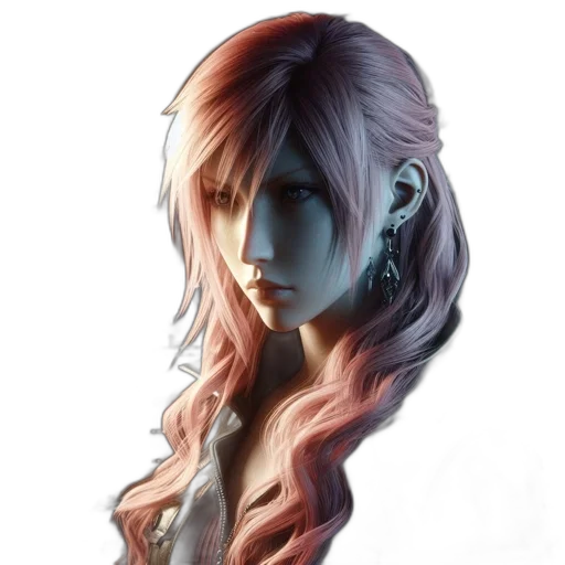 face, hair, dragon, staff transparent PNG cut-out