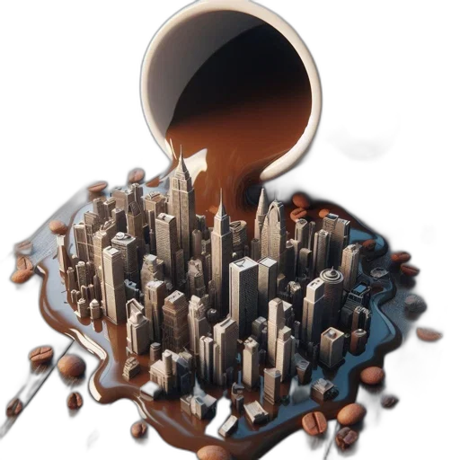 3d render, concept art, coffee, spill transparent PNG cut-out