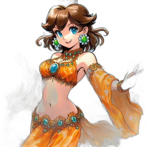 dress, jewelry, staff, fantasy art transparent PNG cut-out