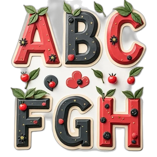 food, abc, lettering, stickers transparent PNG cut-out