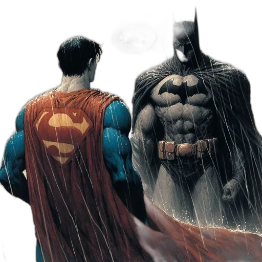 comic book art, concept art, superman, batman transparent PNG cut-out