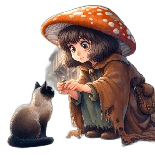 hat, umbrella, staff, animal transparent PNG cut-out