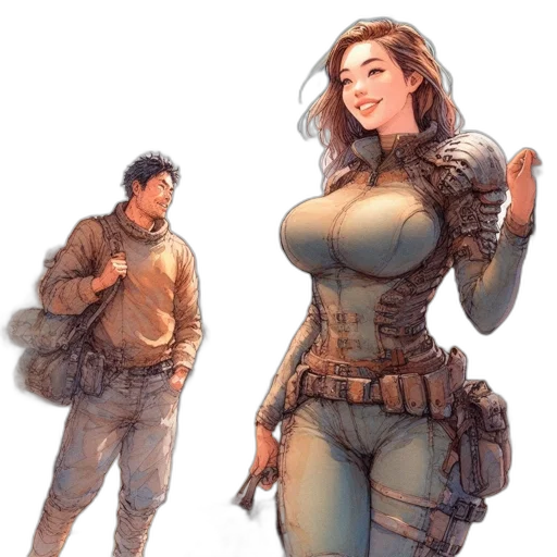 jacket, dress, robot, weapon transparent PNG cut-out