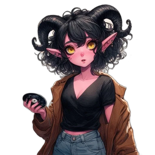 creature, jacket, staff, hair transparent PNG cut-out