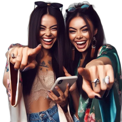 jewelry, two, women, smile transparent PNG cut-out