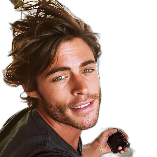 hair, face, jacket, dragon transparent PNG cut-out