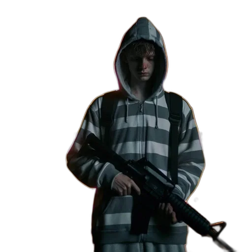 jacket, weapon, concept art, 3d render transparent PNG cut-out