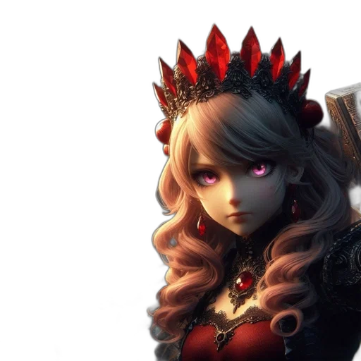 crown, staff, fantasy art, 3d render transparent PNG cut-out