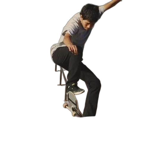 staff, furniture, skateboarder, performs transparent PNG cut-out