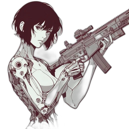 weapon, cyberpunk, comic book art, concept art transparent PNG cut-out