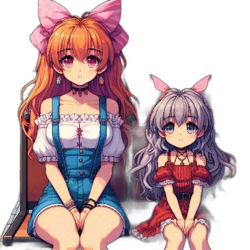 dress, anime, pixel art, concept art transparent PNG cut-out