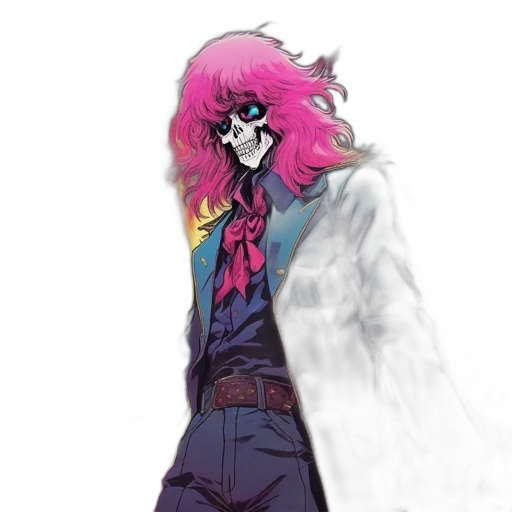 jacket, mask, staff, creature transparent PNG cut-out