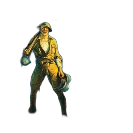 staff, weapon, hat, jacket transparent PNG cut-out
