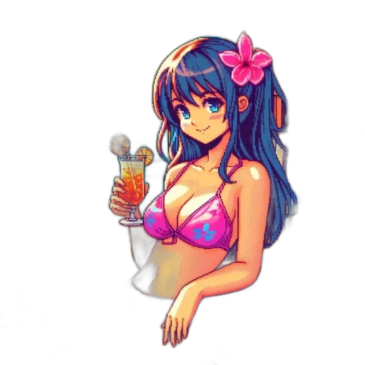 bottle, dress, pixel art, vaporwave transparent PNG cut-out