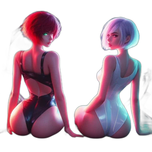 dress, concept art, cyberpunk, anime transparent PNG cut-out