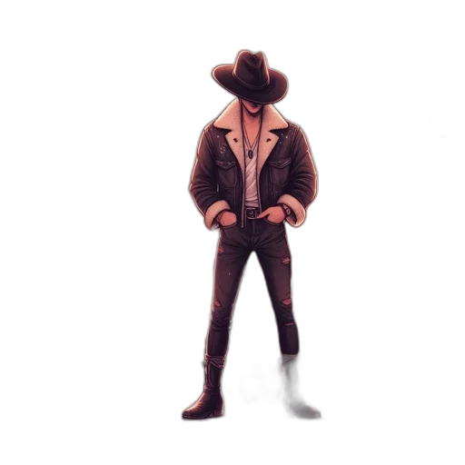 jacket, hat, robot, staff transparent PNG cut-out