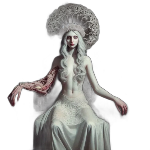 dress, creature, crown, hair transparent PNG cut-out