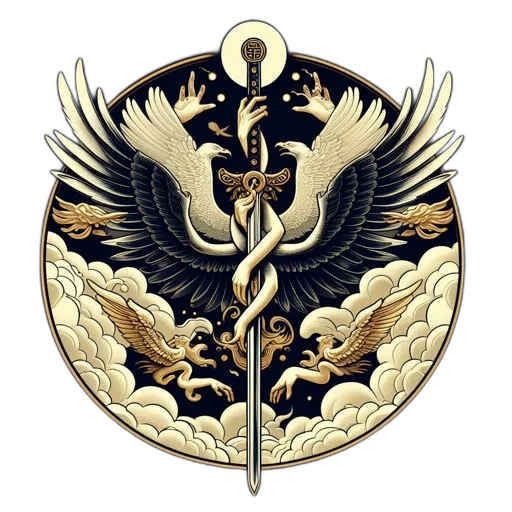dragon, staff, crown, sword transparent PNG cut-out